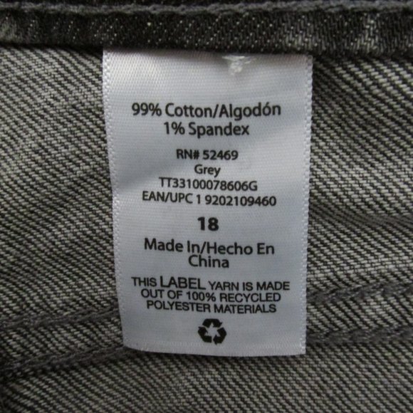 TIME & TRU WOMEN'S SIZE 18 CAPRIS JEANS GREY ACID WASHED DENIM HIGH RISE CROPPED - Picture 10 of 12